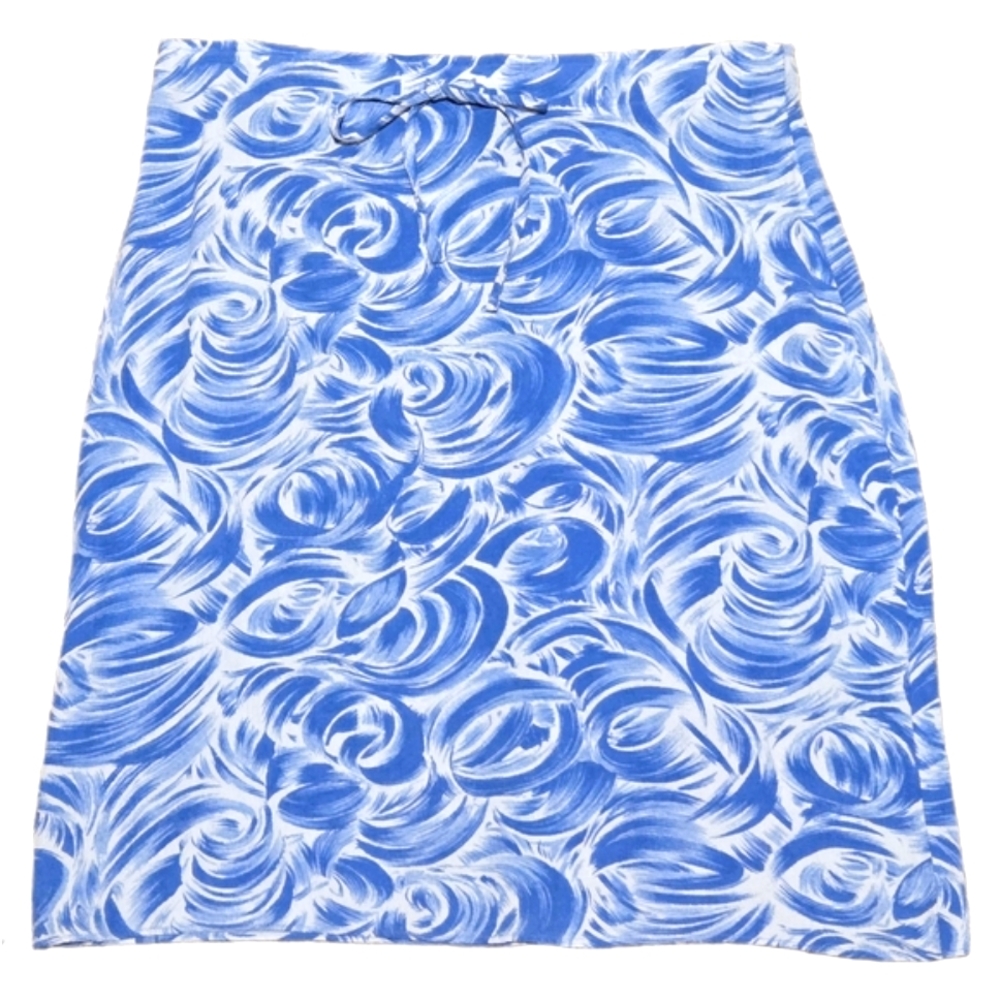 Vintage 2000s Esprit Womens Size 0 00 Blue White Swirl Pencil Skirt Sz 1 Juniors